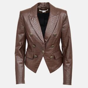 Veronica Beard Cooke Dickey Croc Embossed Vegan Leather Jacket 0